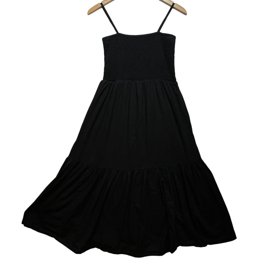 J. Crew Women's Tiered Smocked Dress Cottagecore Summer Size Small Black Solid